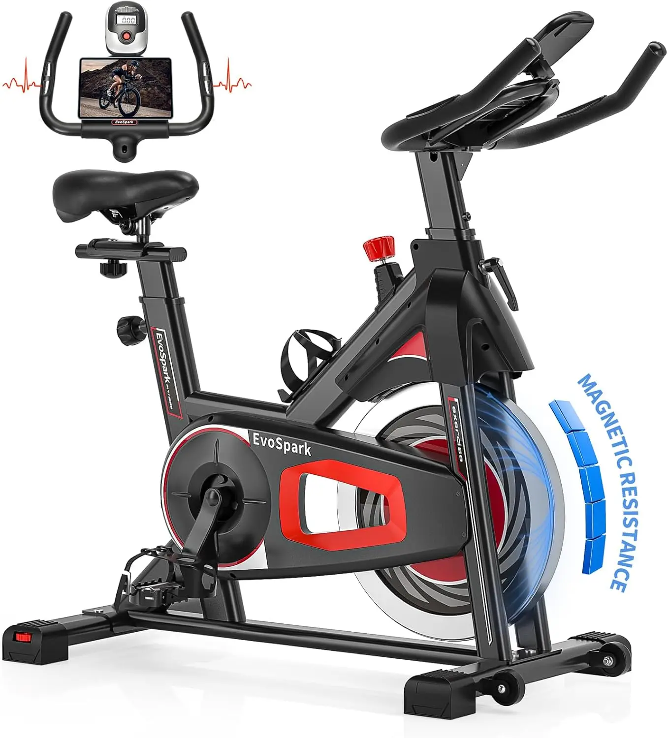 

Bike, Adjustment Magnetic Resistance, Super Silent Belt Drive Indoor Bike for Home Workout, Stationary Bike with 350LBS Weight C