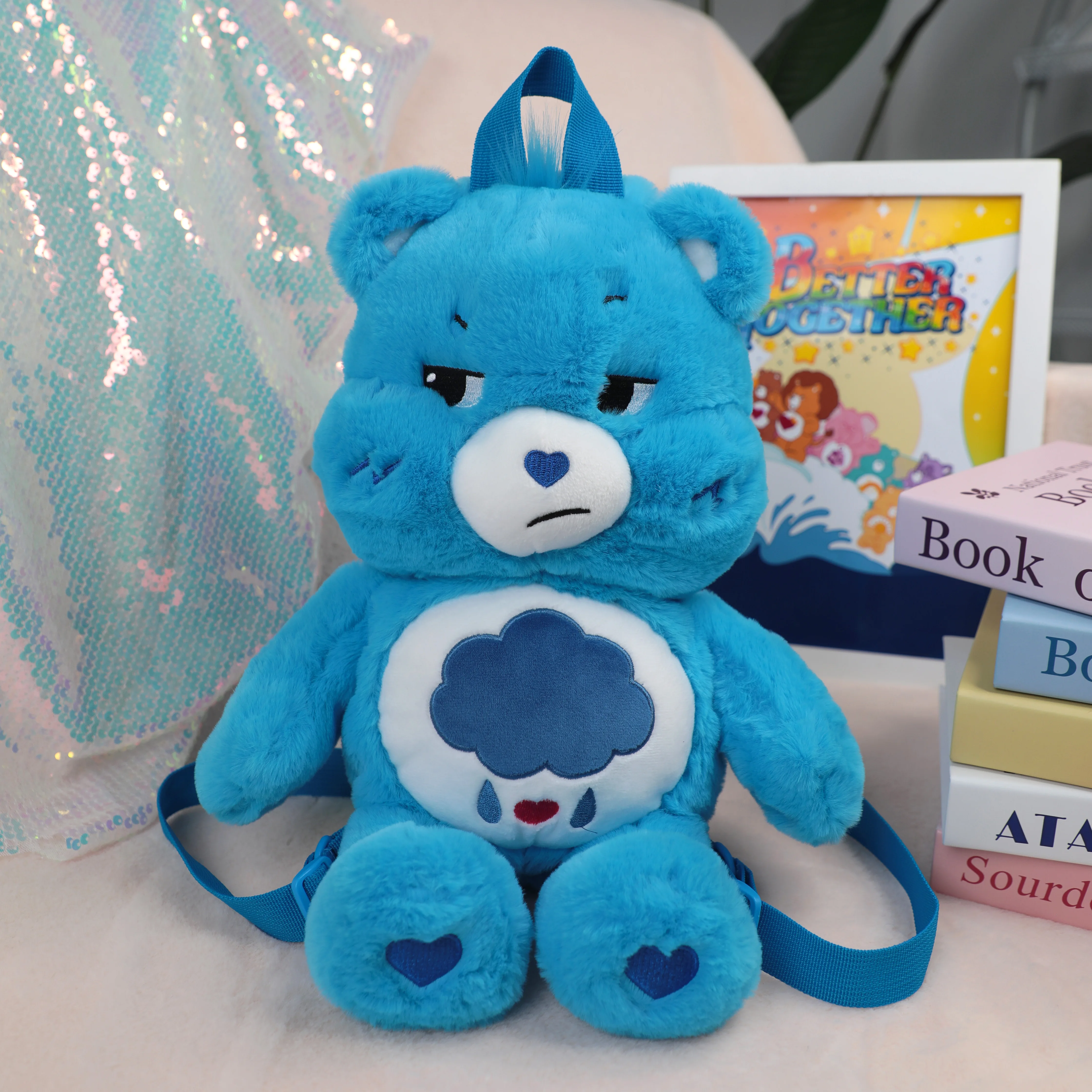 Plecak Pluszowy Miśki Care Bears, Urocza Kreskówkowa Zabawka, Torba Szkolna, Idealny Prezent Urodzinowy i do Wczesnej Edukacji dla Dzieci