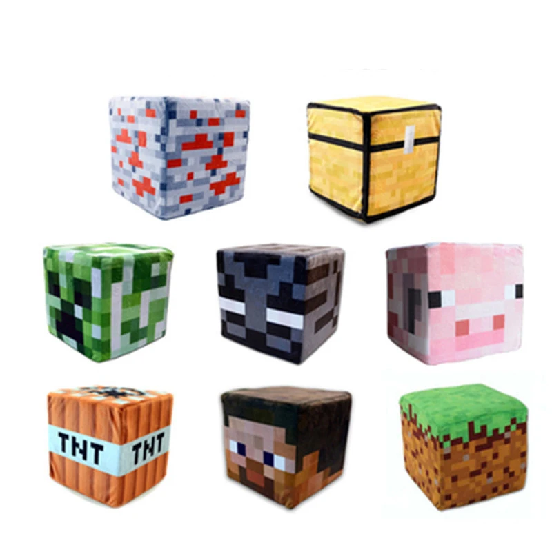 Game MineCraftion TNT Figure Stuffed Plush Doll Model Toys MineCraftion Cartoon Square Pillow Doll  Steve Alex Model For Gifts