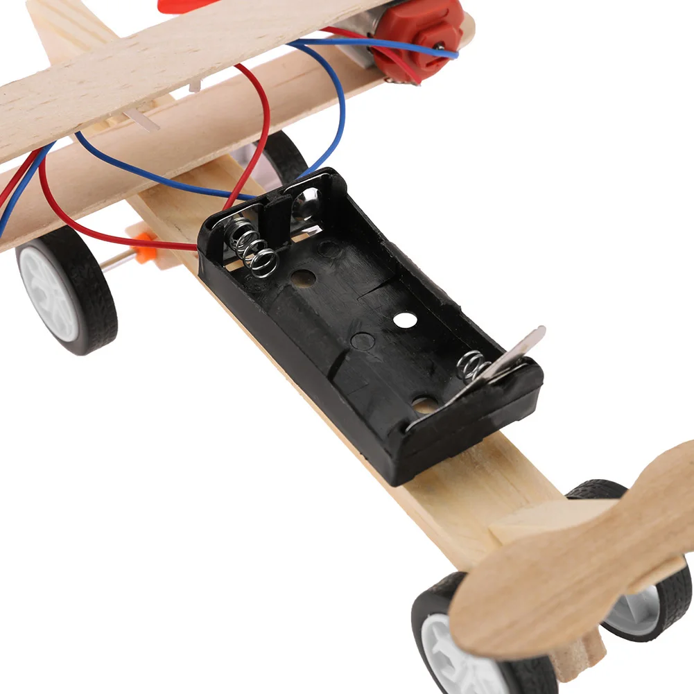 Twin Blades Racing Aircraft Model Battery Powered DIY Assembled Aircraft Model Eco-Friendly Wooden for Intellectual Development