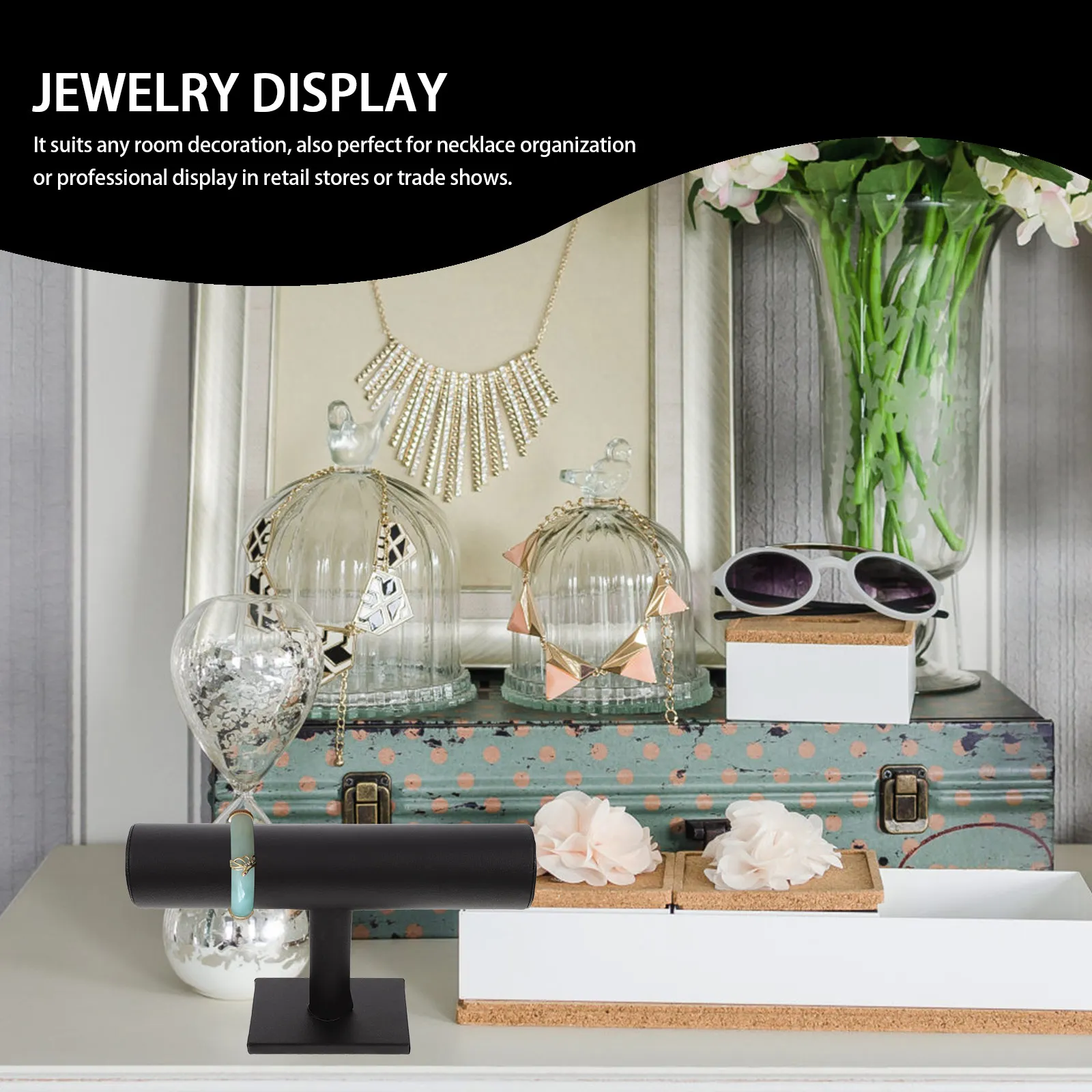 

Jewelry Display Rack Black Composite Durable Safe Gift Friend Home Decor Bracelet Watch Necklace ganizer