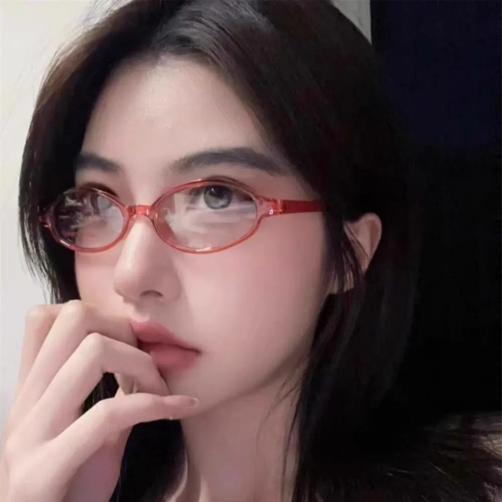 

Trendy Y2K Anti Blue-ray Glasses Ins Retro Oval Glasses Transparent Leopard Print Small Frame Eyewear Student