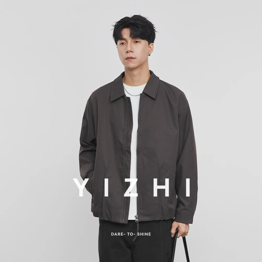 Autumn Simple Retro Lapel Jacket Men's Casual Versatile Loose Fit Basic Style Outerwear Top Casual Loose Fashion Men Clothing