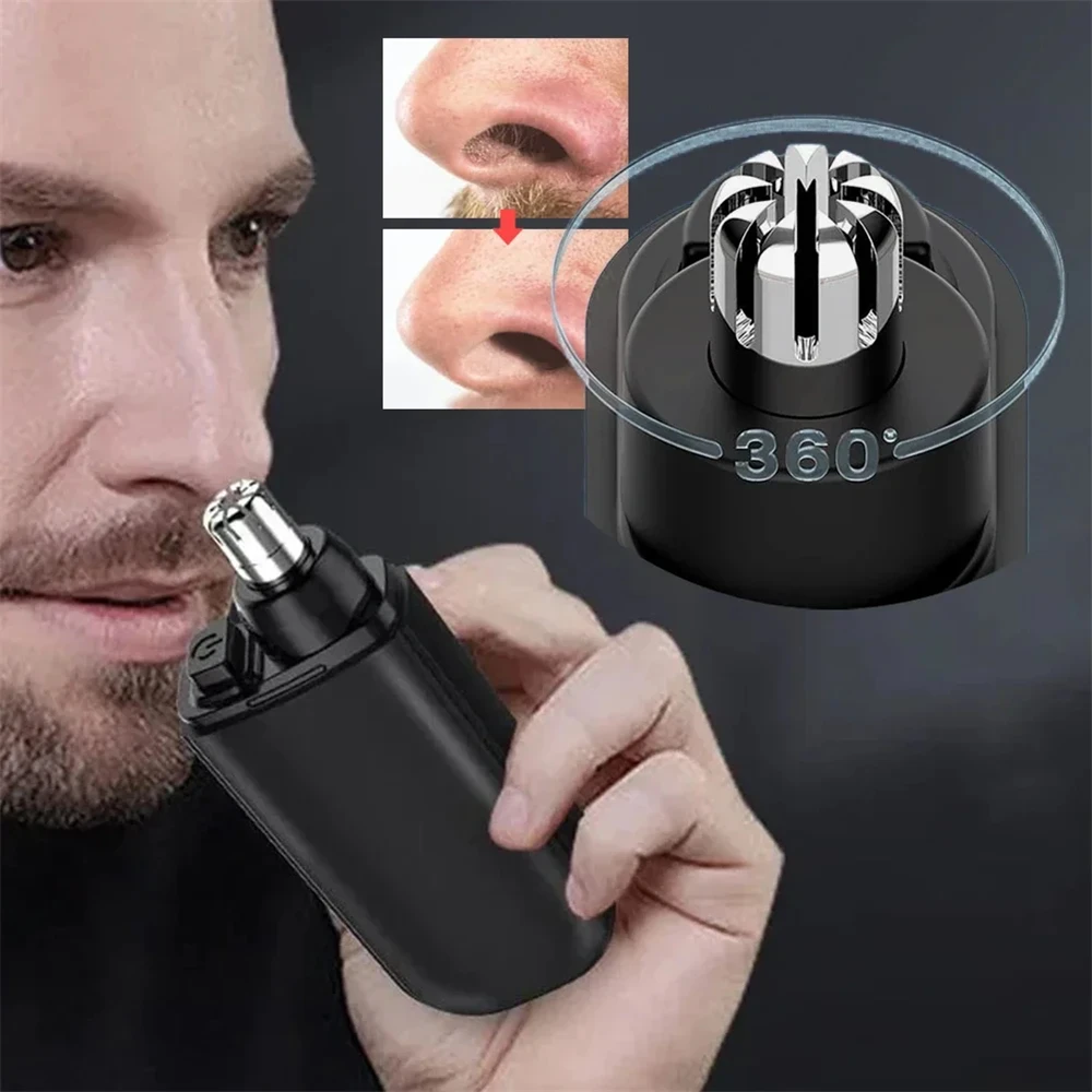 Rechargeable Nose Hair Trimmer Dual Edge Blades Shaver Clipper Portable Men Shaving Tool Nose Ear Hair Clean Trimer Face Care image 2