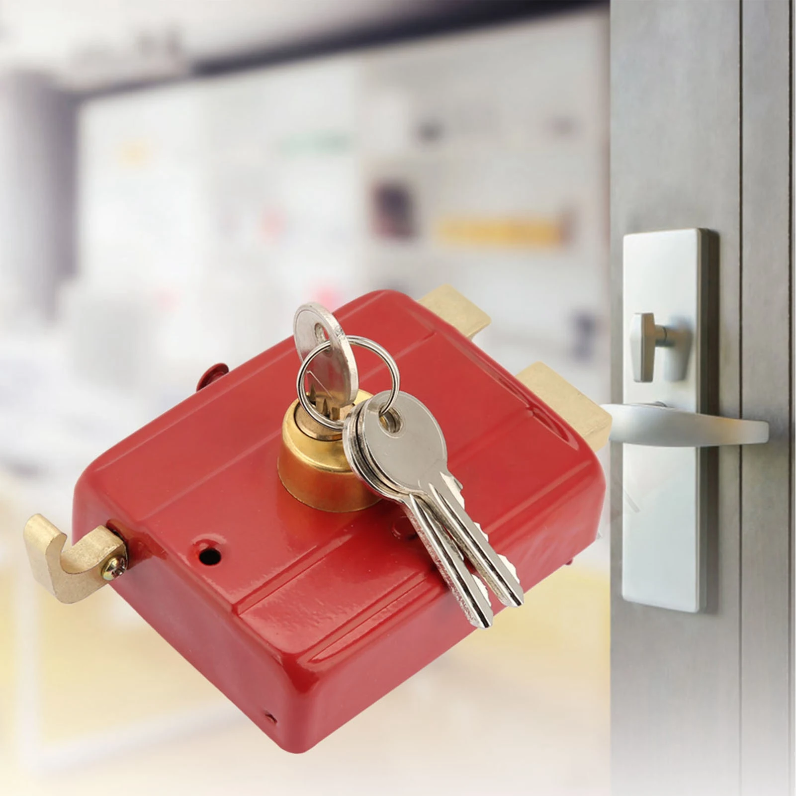 

Замок с засовом, замок с засовом, замок с засовом, сверхмощный замок безопасности, замок с засовом с ключами для входной двери, красная ночная защелка