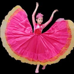 360-720 Degree Girls Spanish Flamenco Dresses Bullfighting Opening Dance Big Swing Dress Gypsy Competition Performance Costume