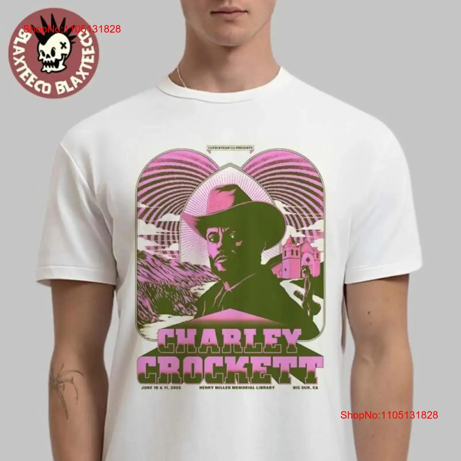 ملصق تشارلي كروكيت للعروض في Big Sur CA في 10 يونيو 11 2025 تي شيرت عتيق مغسول غير رسمي أوم مريح ناعم