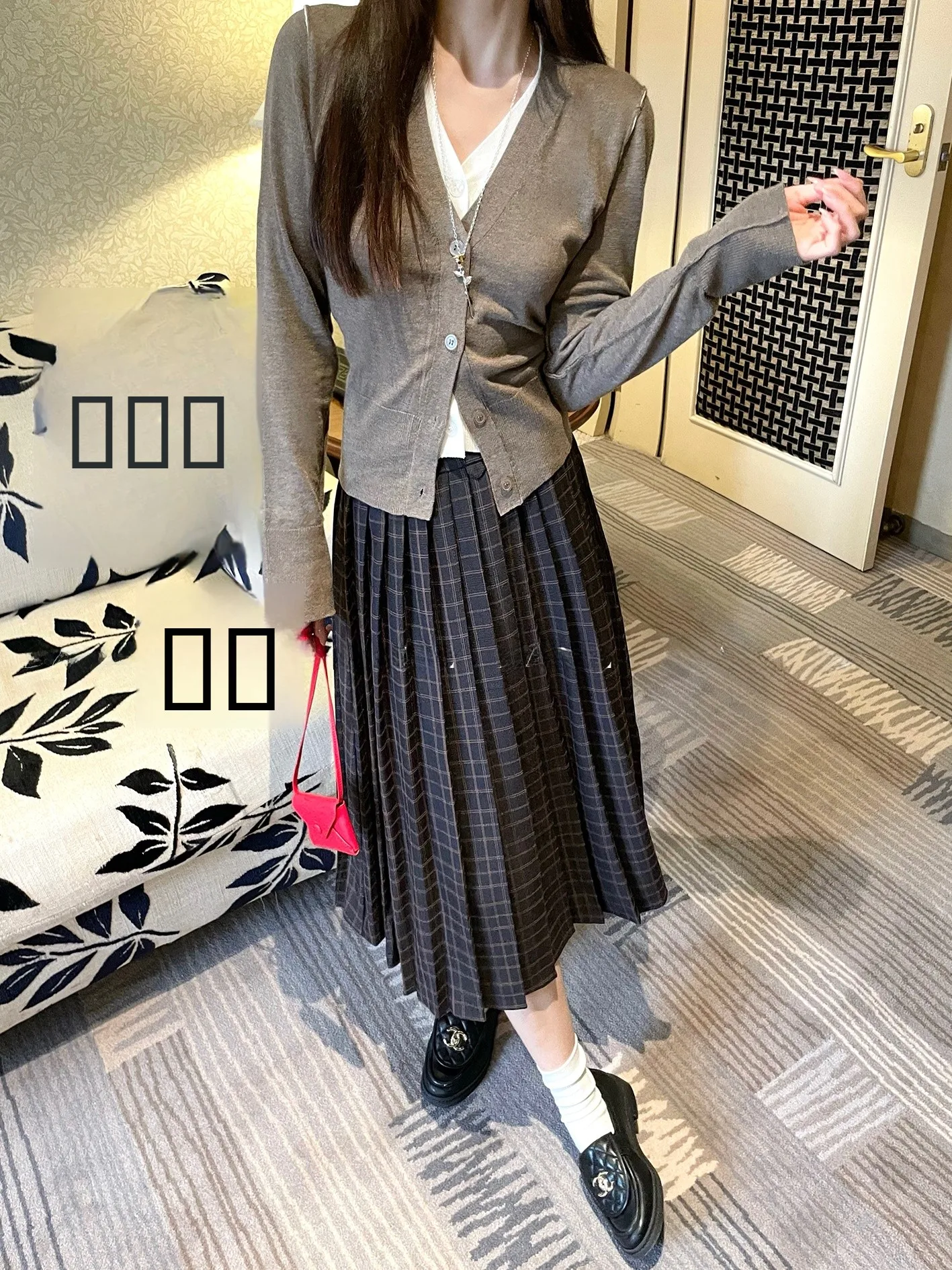 

Maste Wior Ele Retro Polka Dot f Skirt Autumn Winter New Classic Plaid Long Skirt Busin Casual Office Wear
