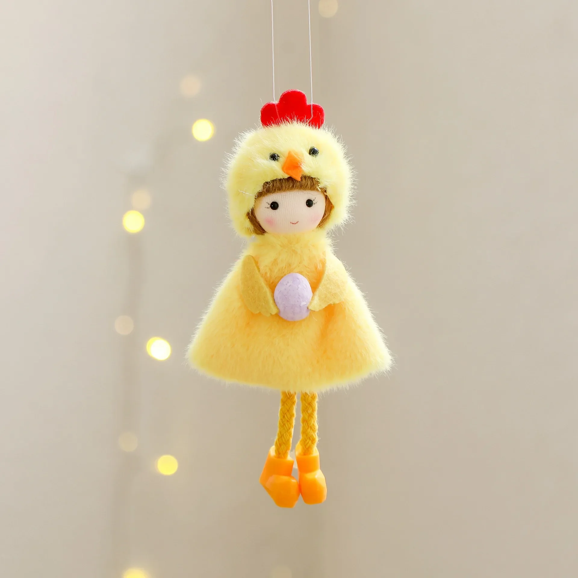 2025 Easter Dolls Hanging Ornaments Yellow Chicken Egg Angel Girl Tree Pendant Figurine Home Wedding Birthday Party Decor Props