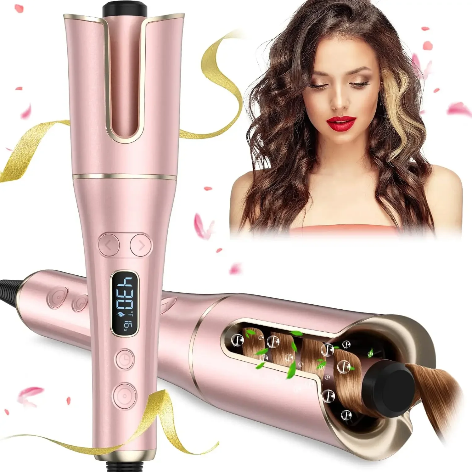 

Auto Hair Curlers - Advanced Automatic Curling Iron with 1" Large Rotating Barrel, LCD Display, 4 Temperature Settings, and 3 Ti