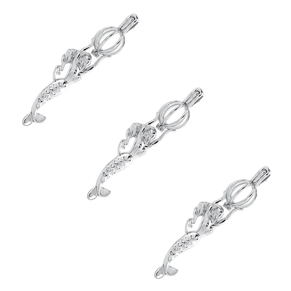 Pendentifs à huile d'aromathérapie en forme de sirène, 3 pièces, fabrication de bijoux, ornements, boule creuse en argent, breloques de collier, pendentifs décoratifs
