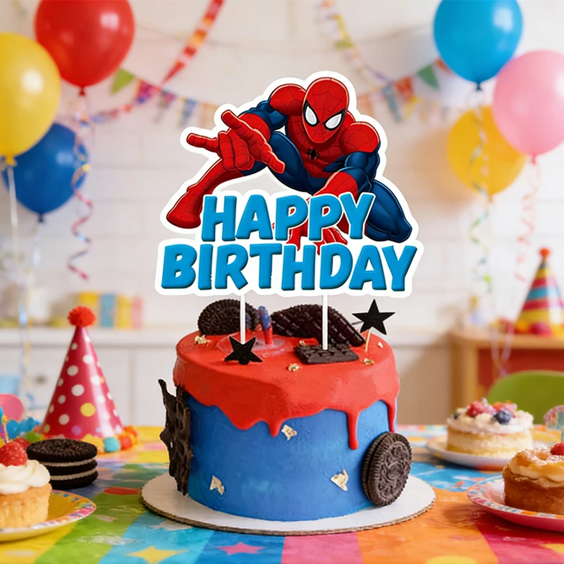 

Spiderman Children Birthday Party Decorations Boys Cartoon Party Supplies Cake Insert Baby Shower Decorations Gender Revealed