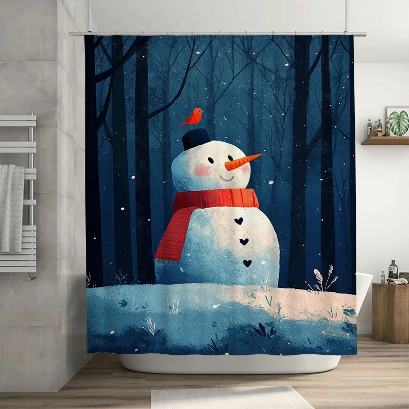 

Очаровательный снеговик Туну, зимний праздник, набор занавесок для душа в ванной комнате, водонепроницаемый праздничный декор