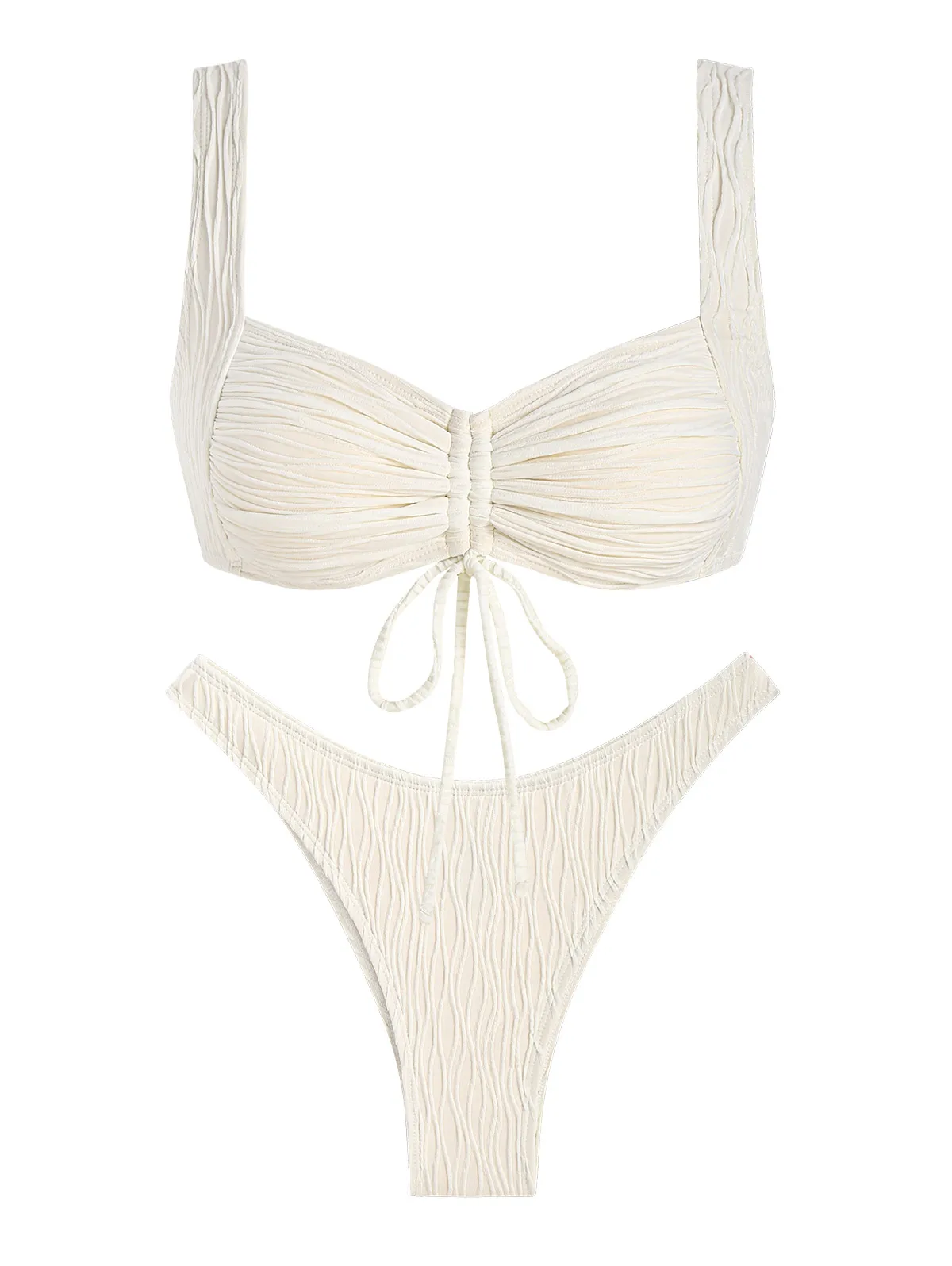 Damskie stroje kąpielowe Seamolly Wave Textured Cinched High Leg Brazylijskie bikini Set