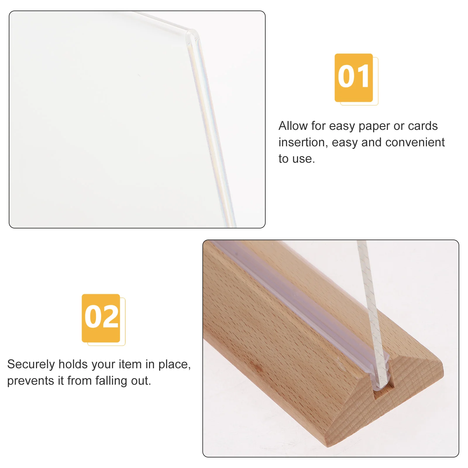 

Acrylic Sign Holder Price Menu Display Stand Desktop Rack With Stable Base Transparent Table Label Stand For