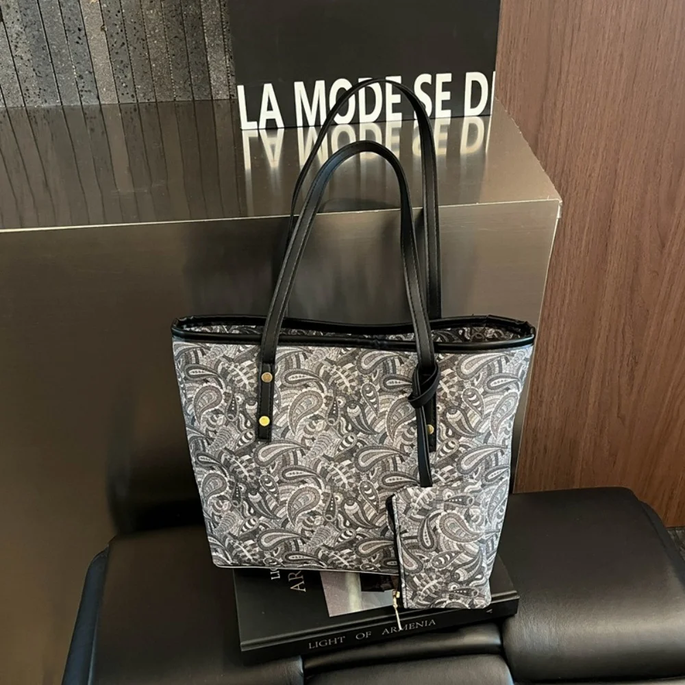 2-teiliges Damen-Set: Große Kapazität Tragetasche und Geldbörse im Koreanischen Stil, Vielseitige Unterarm-Handtaschen für Arbeit und Tägliches Pendeln – Detail 1