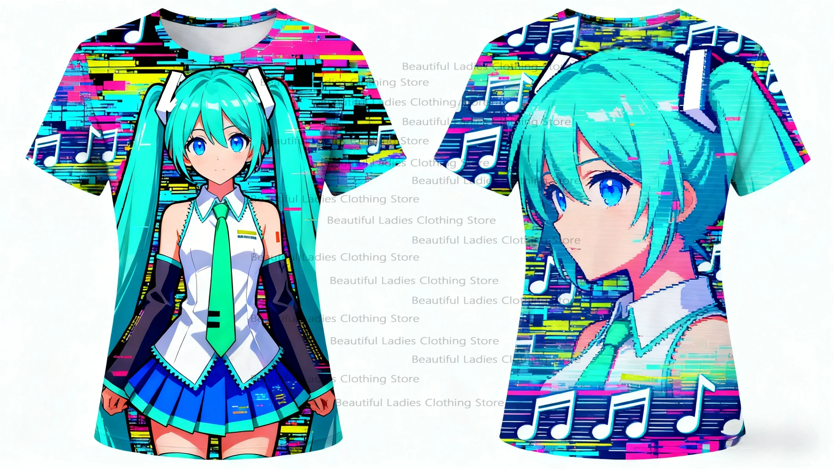 Hatsune miku impressão dos desenhos animados das mulheres camiseta casual moda t na moda anime gráfico streetwear camisa conforto macio em torno do pescoço