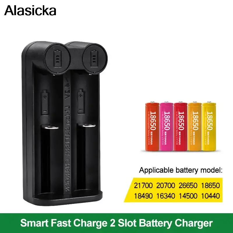 

18650 Battery Charger Smart Charging 2 Slot 3.7V 26650 18350 32650 21700 26500 Ni-MH/Ni-Cd Rechargeable Battery Charger