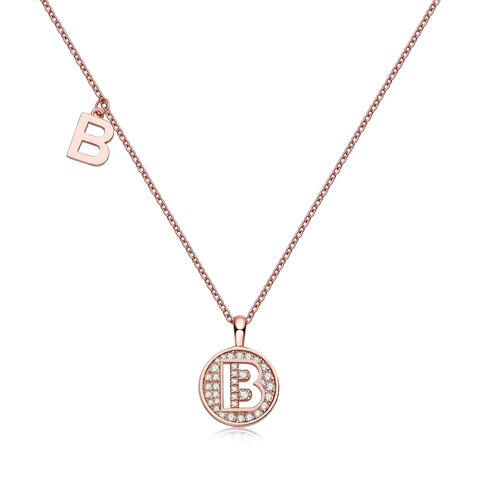 

New Letter B Moissanite Necklace S925 Sterling Silver Plated Rose Gold Full Moissanite Pendant With Chain For Women Fine Jewelry