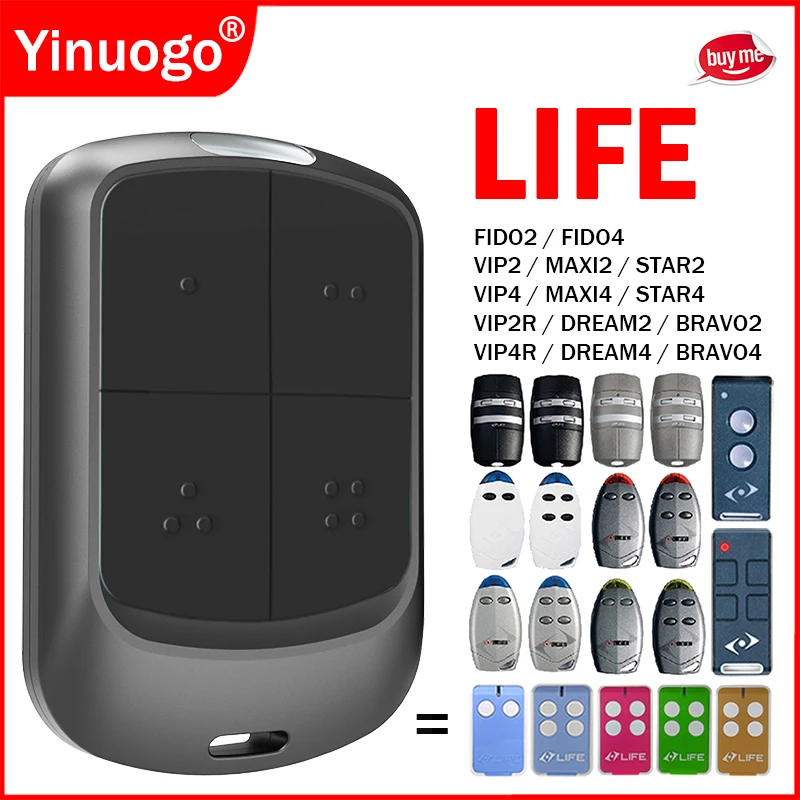 สำหรับ LIFE MAXI2 MAXI4 DREAM2 DREAM4 FIDO2 FIDO4 VIP2 VIP2R VIP4 VIP4R STAR2 STAR4 BRAVO2 BRAVO4 รีโมทคอนโทรลประตูโรงรถ 433MHz