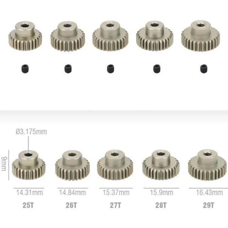 5pcs/lot  48DP 3.175mm 31T 32T 34T 36T 38T 40T 42T 44T 46T 48T Aluminum Alloy Metal Pinion Motor Gear For 1/10 Rc Model Car