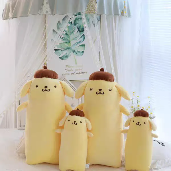 Sanrio Pom Pom Purin Schattig Knuffels Lang Gevuld Plushie Kussen Slaapbank Pop Ornament Kinderen Pluche Kawaii Kerstcadeau