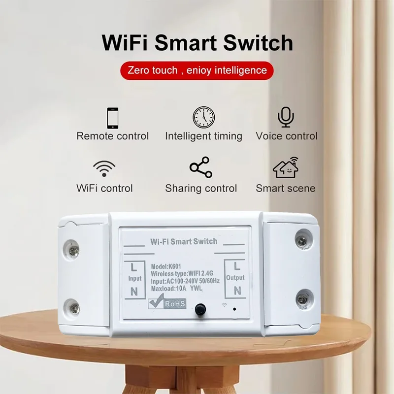 Tuya Wifi Smart Switch 10A RF 433MHz Interruptor Timer Voice Control 1/2/3 Gang Bezprzewodowy przełącznik ścienny Okrągły przycisk Panel przełącznika