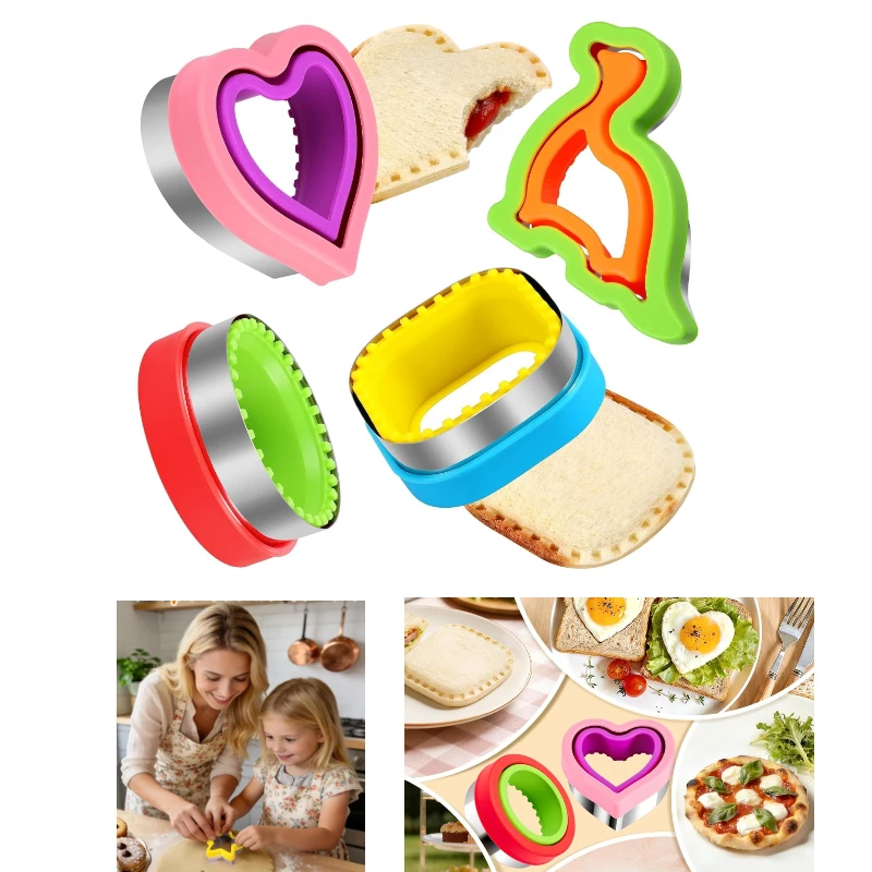 4pcs Cute Stainless Steel Cookie/bread Cutters Baking Set for DIY Interesting Shapes Baking, Bread, Sandwich,Bento