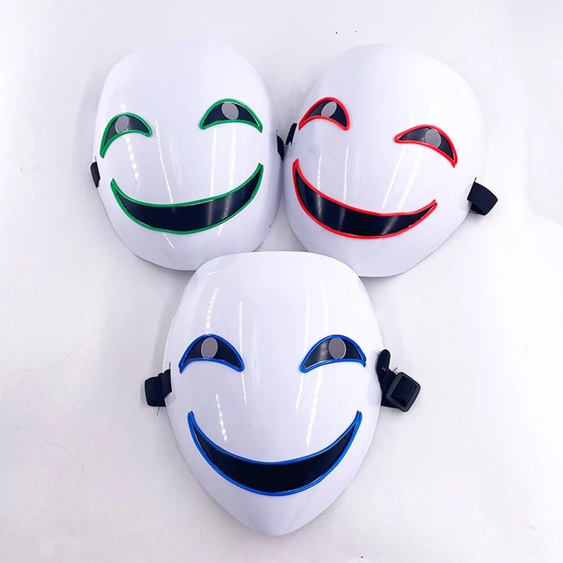 متوهجة البكاء ابتسامة مهرج قناع المهرج المبتسم قناع انمي ياباني رصاصة سوداء مضيئة قناع لجميع القديسين تأثيري الدعائم