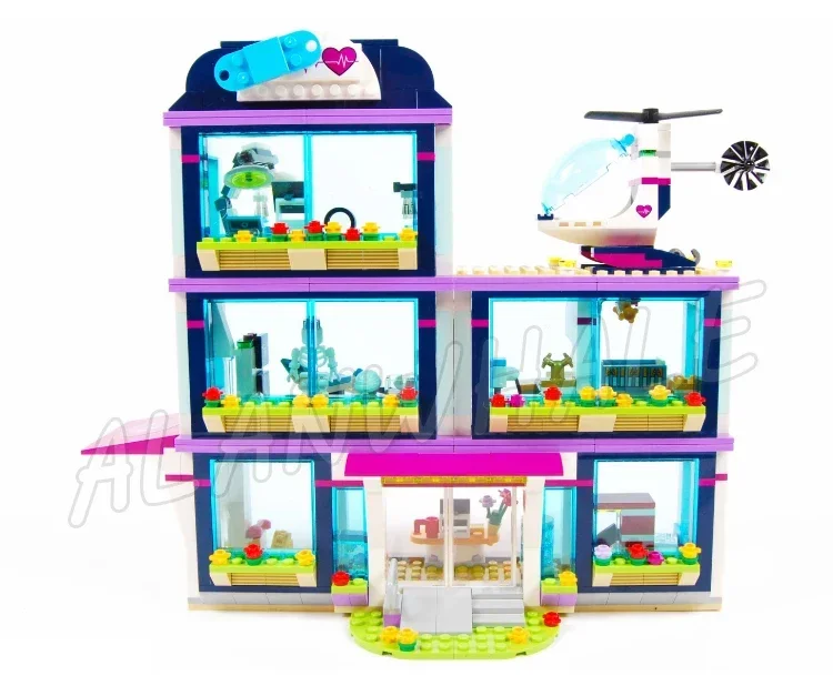 2024 new 887pcs Friends 3-story Modular Hospital Ambulance Helicopter Nursery 10761 Building Blocks Sets Compatible With Model