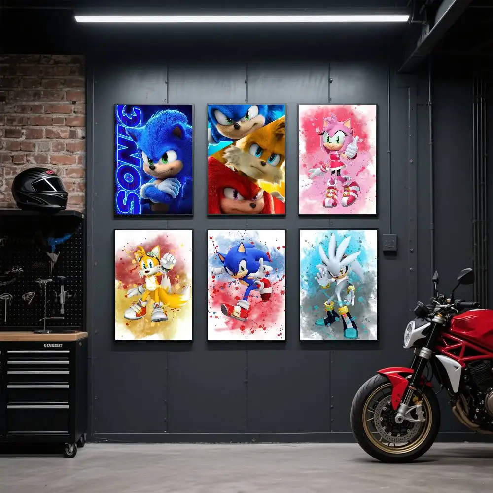 Sci-Fi-Filme S-Sonic the H-Hedgehog 3 Poster Kunstdruck Anime-Stil Heimdekoration Ideales Geschenk Perfekte Raumdekoration