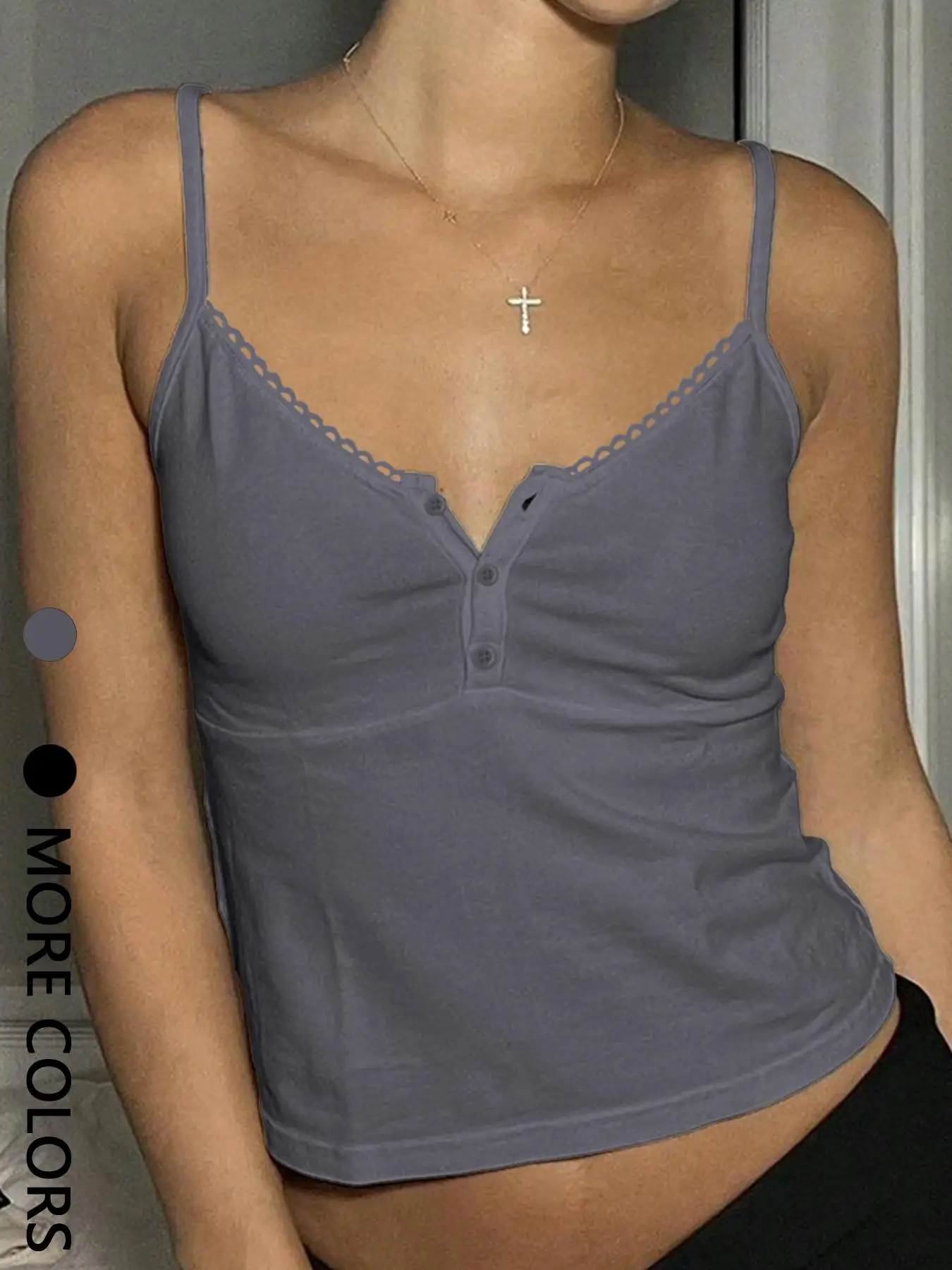 Women's Solid Color Strapless Tank Top Casual Sleeveless Top with Button Detail Suitable for All Seasons Women's Strap Tank