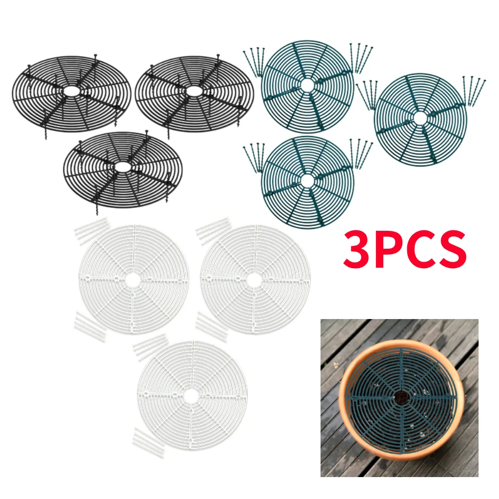 3Pcs Flower Pot Cover Plastic 30cm Plant Pot Grid Round Cuttable Flower Lids Covers Soil Protectors Black Dark Green White