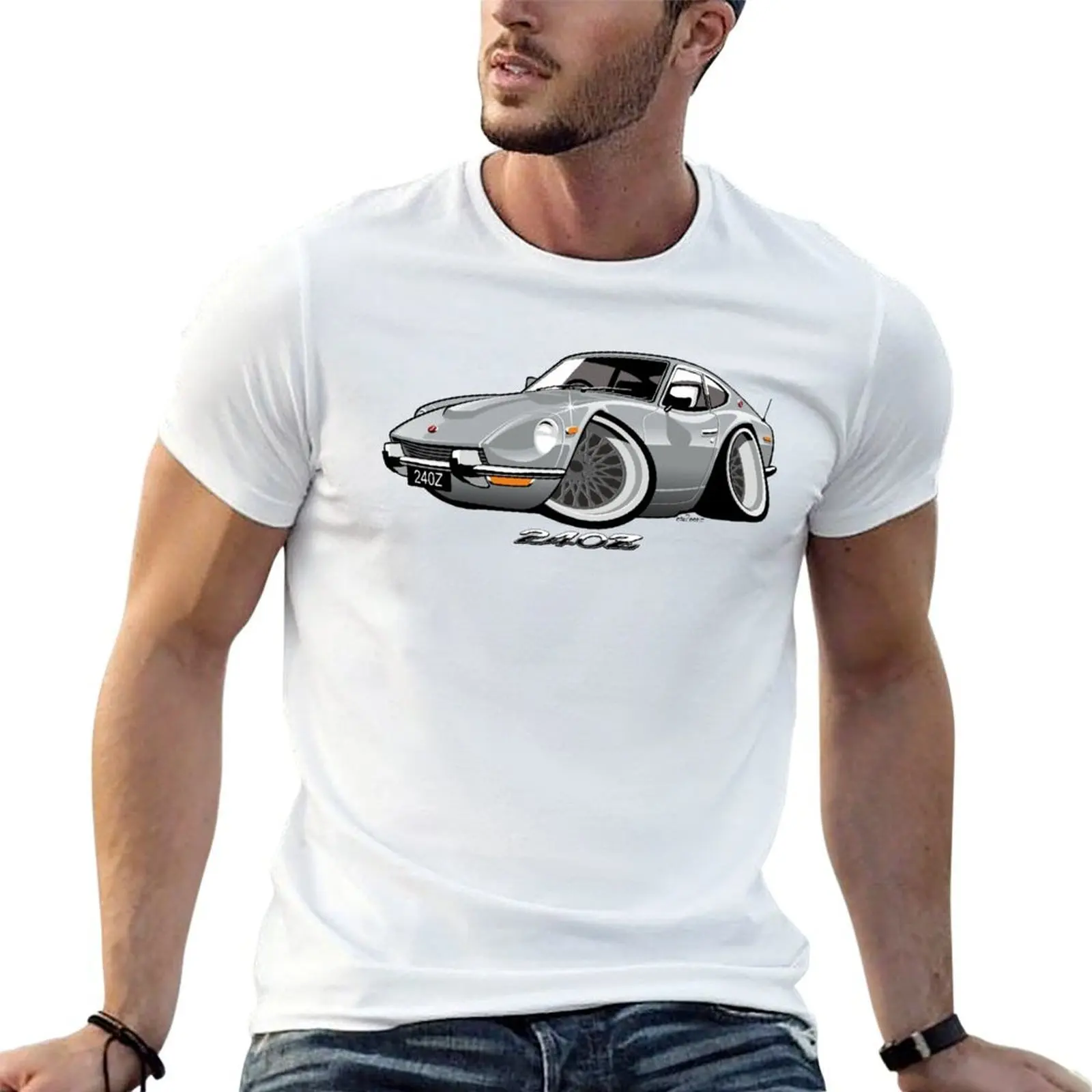 

Datsun 240Z caricature silver T-Shirt cotton t shirts man 100% t shirts with prints T-Shirt