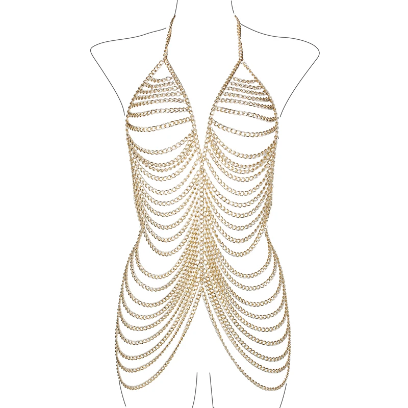 فستان نسائي قصير عصري بدون ظهر على شكل صدر وسلسلة شرابة وتفاصيل متعددة الطبقات عصري على طراز الشاطئ فساتين مثيرة للنادي #1