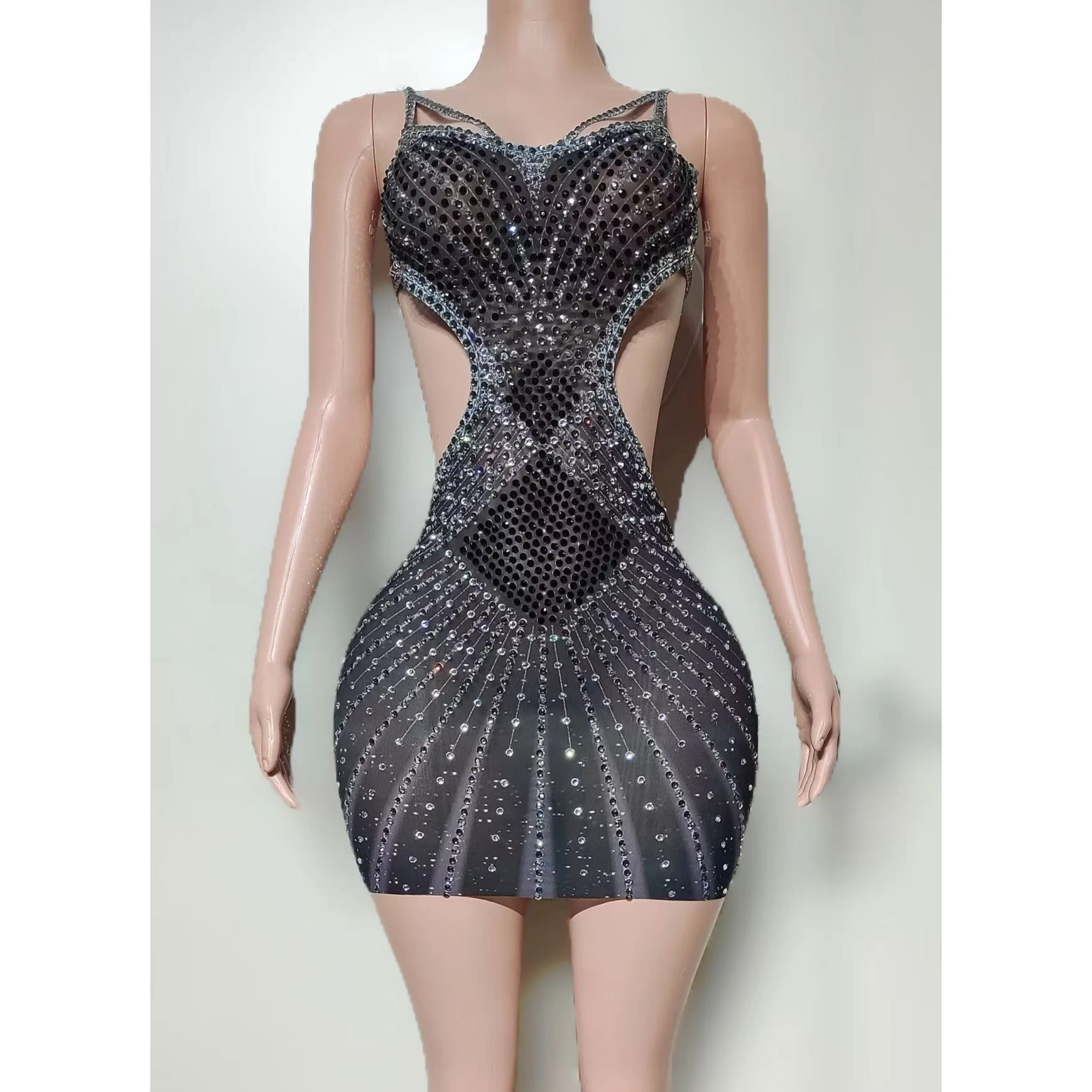 Sukienka 2025 Nowa Seksowna Z Cyrkoniami Odkryte Plecy Bez Pleców Strój Sceniczny dla Piosenkarki Klubowej Barowej Kostiumy Drag Queen DN22237