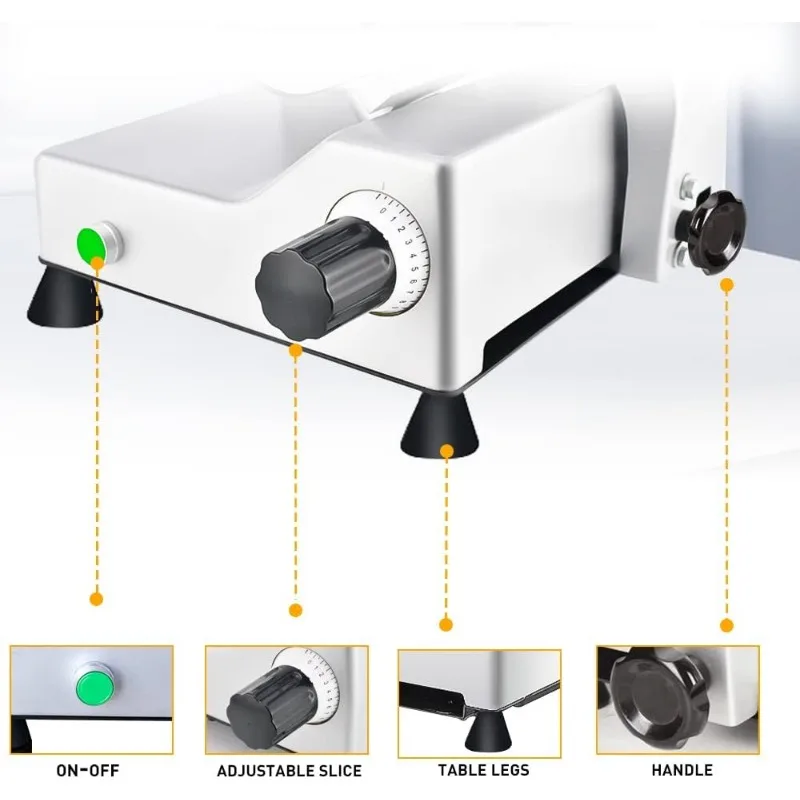 상업용 고기 고기 슬라이서, 냉동 고기 치즈 델리 슬라이서, 10 인치 전기 식품 슬라이서, 세척하기 쉽고 저소음, 340W