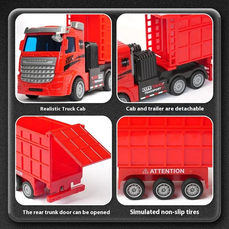 RC สีแดงรีโมทคอนโทรลของเล่นรถบรรทุกเด็กขนส่งวิศวกรรมยานพาหนะรุ่นรถเด็ก Heavy Duty จําลอง Cargo ของขวัญ