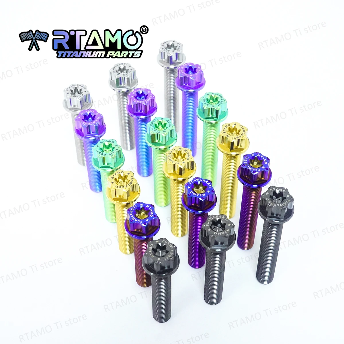 RTAMO مسمار تيتانيوم Gr5 خيط كامل M10x50/55/60x x P لتزيين أنابيب الدراجات النارية اللولبية