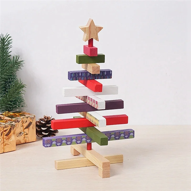 

BAAG-Wooden Christmas Trees Figurines Christmas Decorations Home Accessories Rotatable Miniatures Aesthetic Room Decor