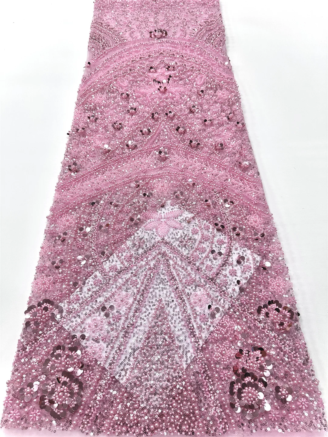 2025 neue Heiße Luxus Afrikanische Pailletten Spitze Stoffe Hohe Qualität Perlen Stickerei Französisch Nigerian Tüll Spitze Stoff Für Hochzeit