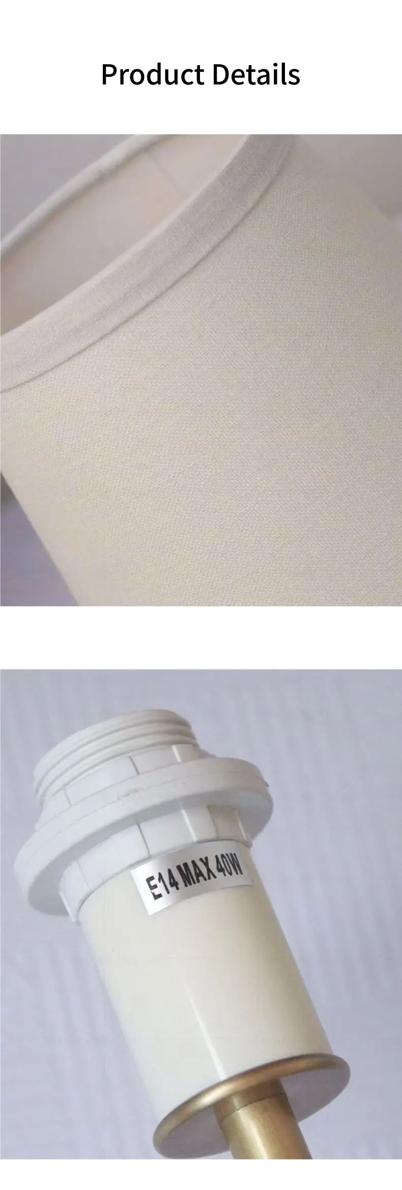 American Bedside Fabric LED Wall Lamps Copper Iron E14