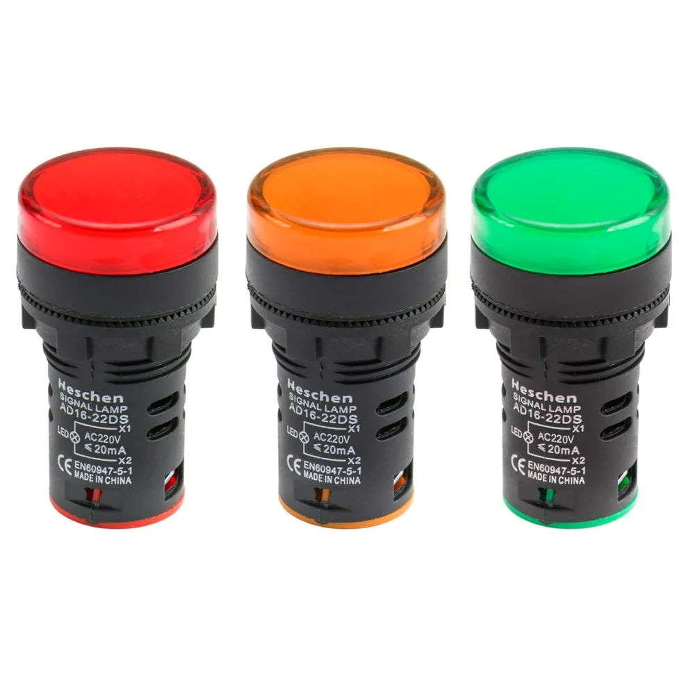 5pcs Indicator Pilot Signal Light   220v 22mm Panel Mount LED Power