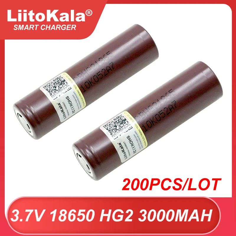 

200pcs 100% New Original HG2 18650 3000mAh batteries 3.6V discharge 20A dedicated 3.7v Power Rechargeable battery Wholesale