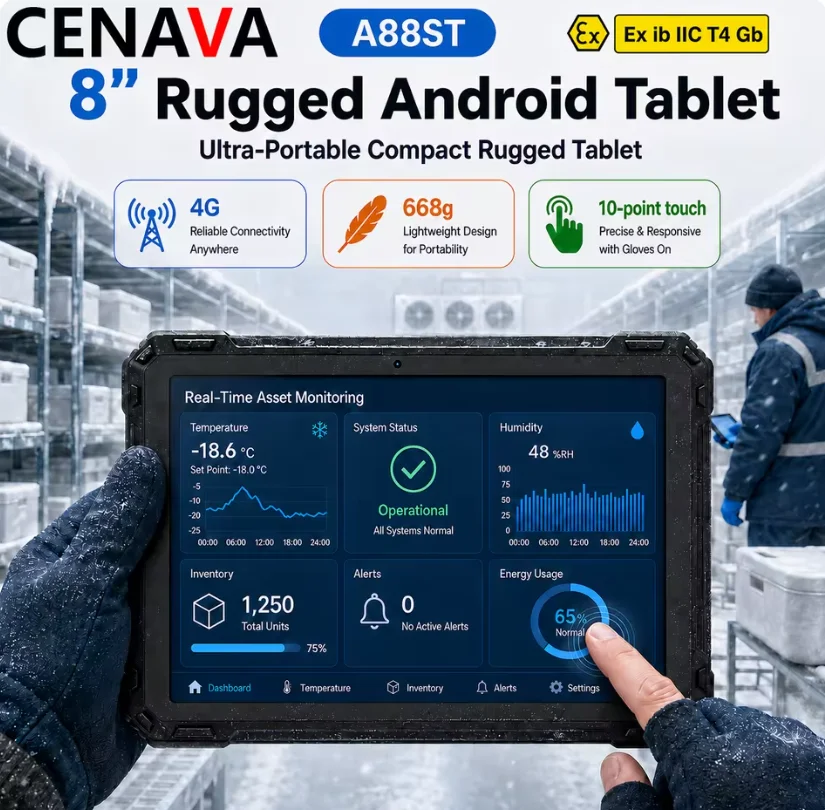 CENAVA A88ST 4G LTE 8인치 8코어 러기드 안드로이드 태블릿 PC 8G 128G IP68 GPS NFC 10000mAh 맞춤형 2D/ID 카드/UHF/LF/지문 인식