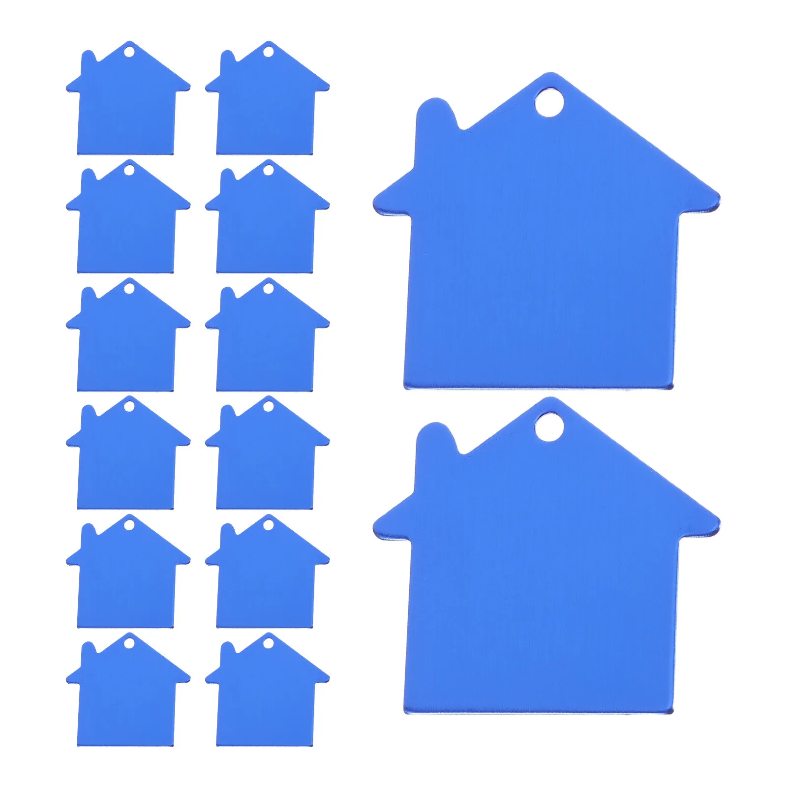 20PCS House Shape Aluminum Tags Personalize House Shape Aluminum Tag Customized Engraved Information Anti Lost Keyring Pendant