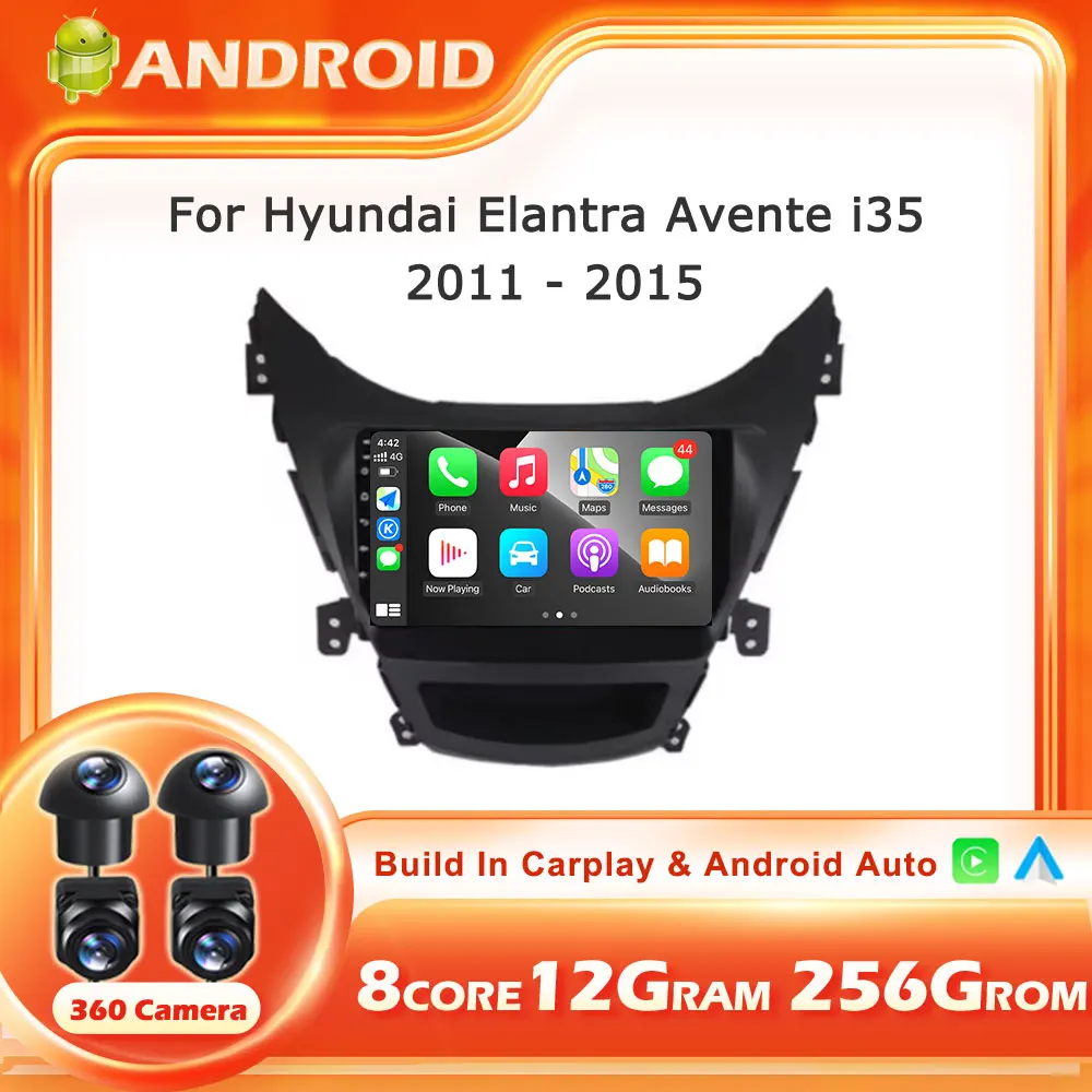 Android 16 Auto For Hyundai Elantra Avante I35 2011-2016 Car Radio Multimedia Player Navigaion GPS BT CarPlay Tools NO 2 Din DVD