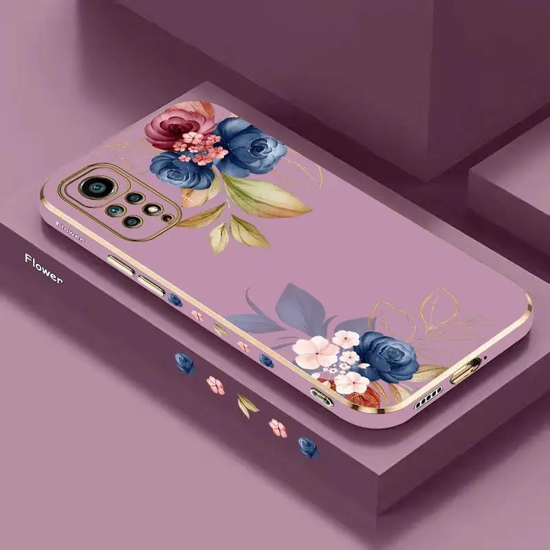 Flamboyant Rose Luxury Plating Phone Case For Xiaomi Redmi Note 11 Pro Plus 12Pro Plus 11 11S 10 Pro 12 9S 8 Pro Cover