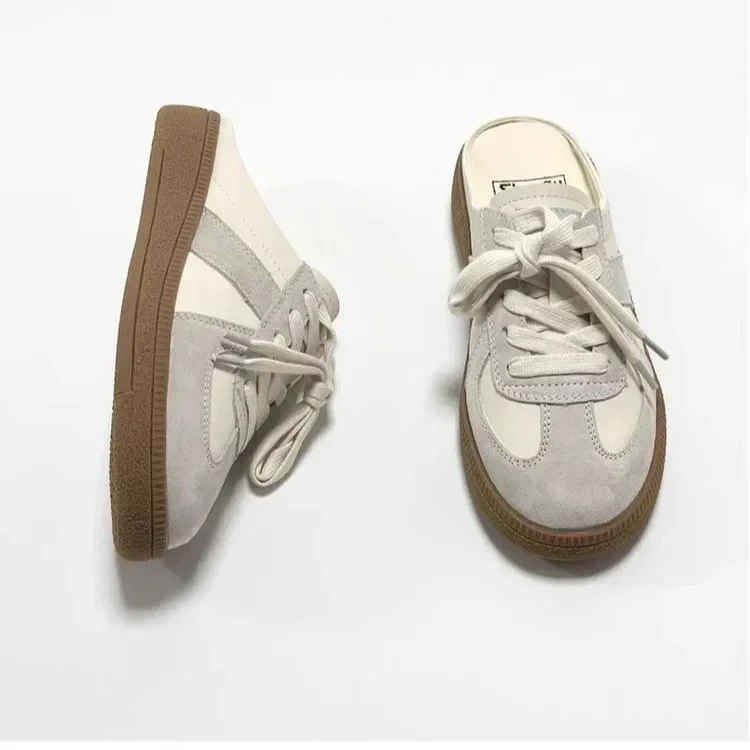 Women Mules Shoes Slip-On Round Toe Loafers Walking Sneakers Lazy Clogs Platform Summer Slip On Creeper Baotou Half Slippers