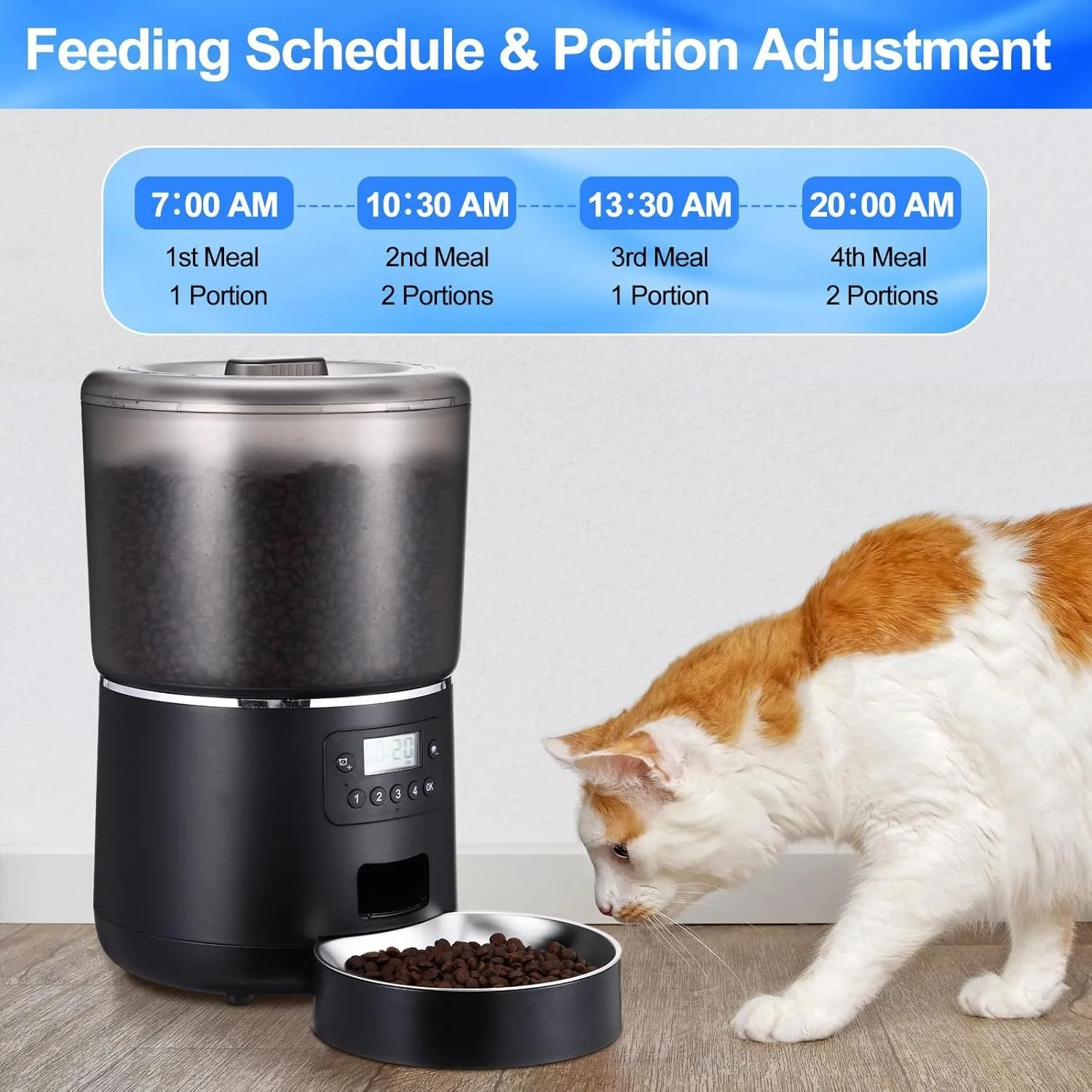 4L Automatic Cat Feeder WiFi Remote APP Controlled Intelligent Pet Feeding Machine No Stuck Food Doodle App Feature